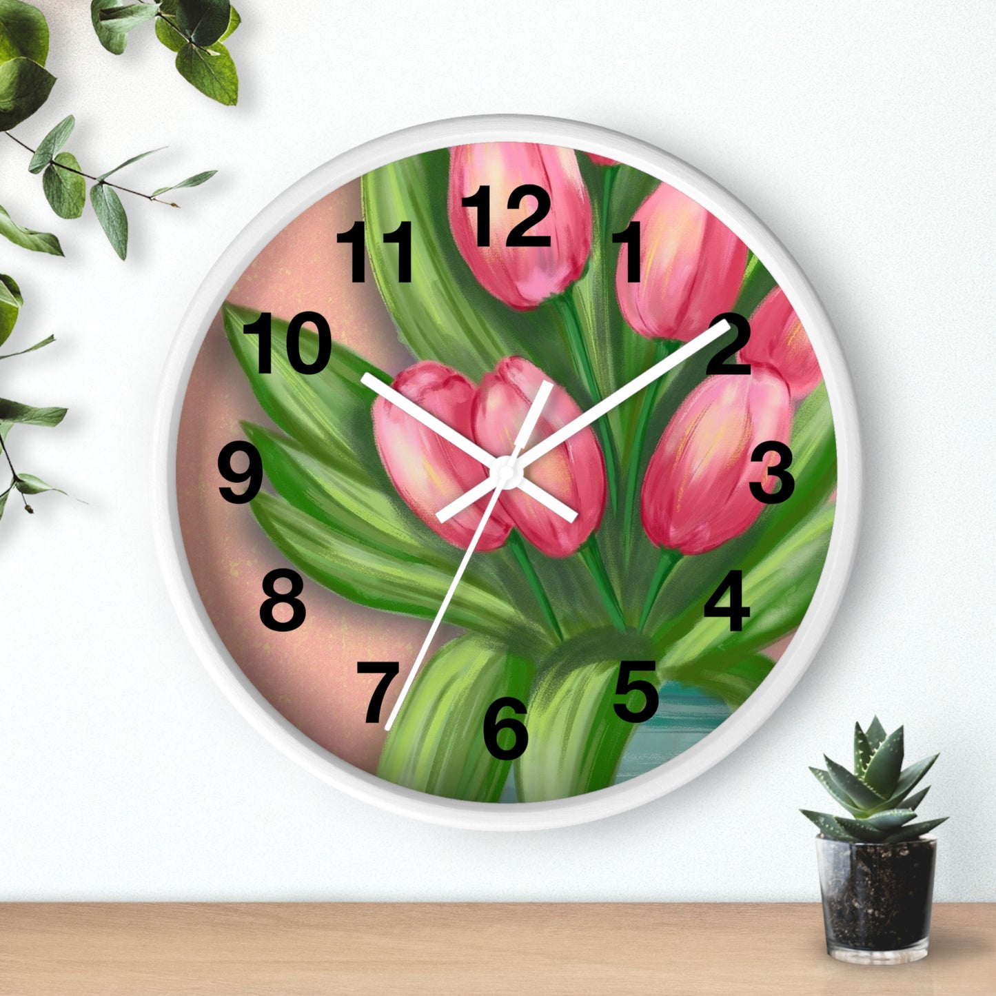 Floral Tulip Wall Clock - Home Decor, Gift for Garden Lovers, Spring Decoration, Elegant Timepiece, Unique Wall Art