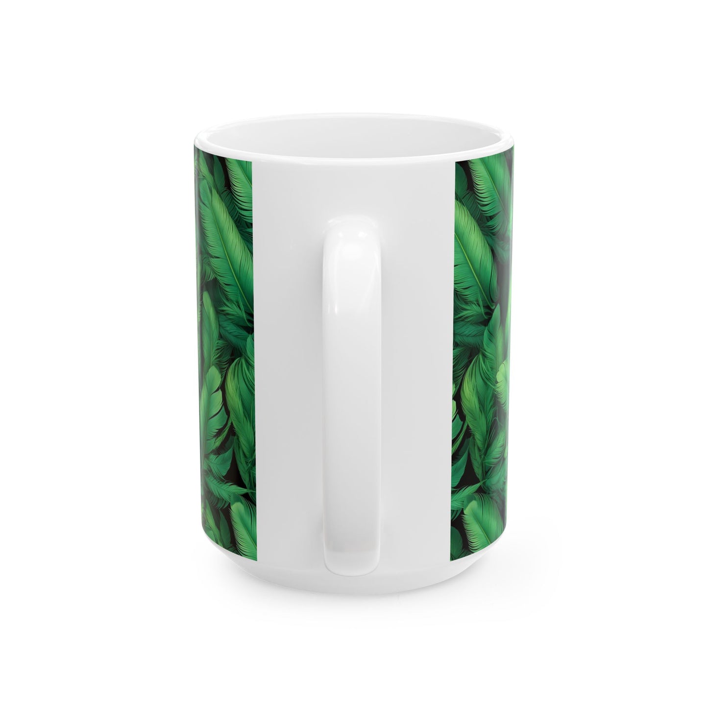 Green Leaves Ceramic Mug - Nature Lover Gift, Coffee Cup, Plant Decor, Eco-Friendly, Botanical Kitchenware