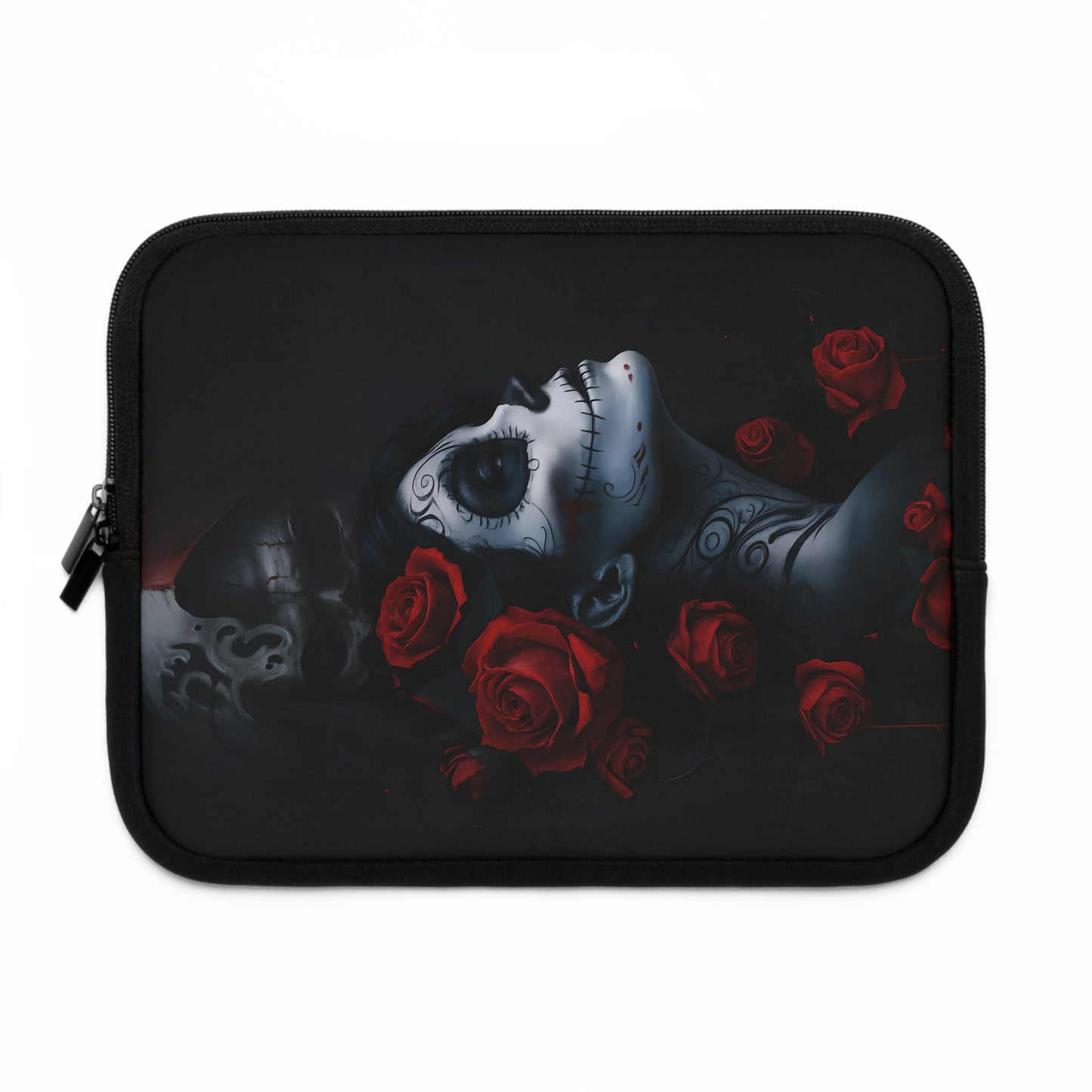 Gothic Rose Laptop Sleeve | Unique Day of the Dead Design | Perfect for Tech Lovers, Gift for Students, Artistic Accessory, Protective Case
