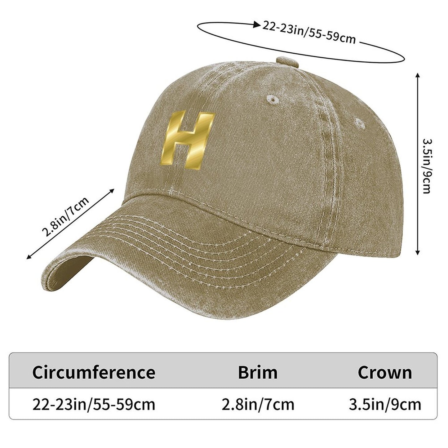 Cotton Vintage Washed Denim Baseball Cap (Front Printing)