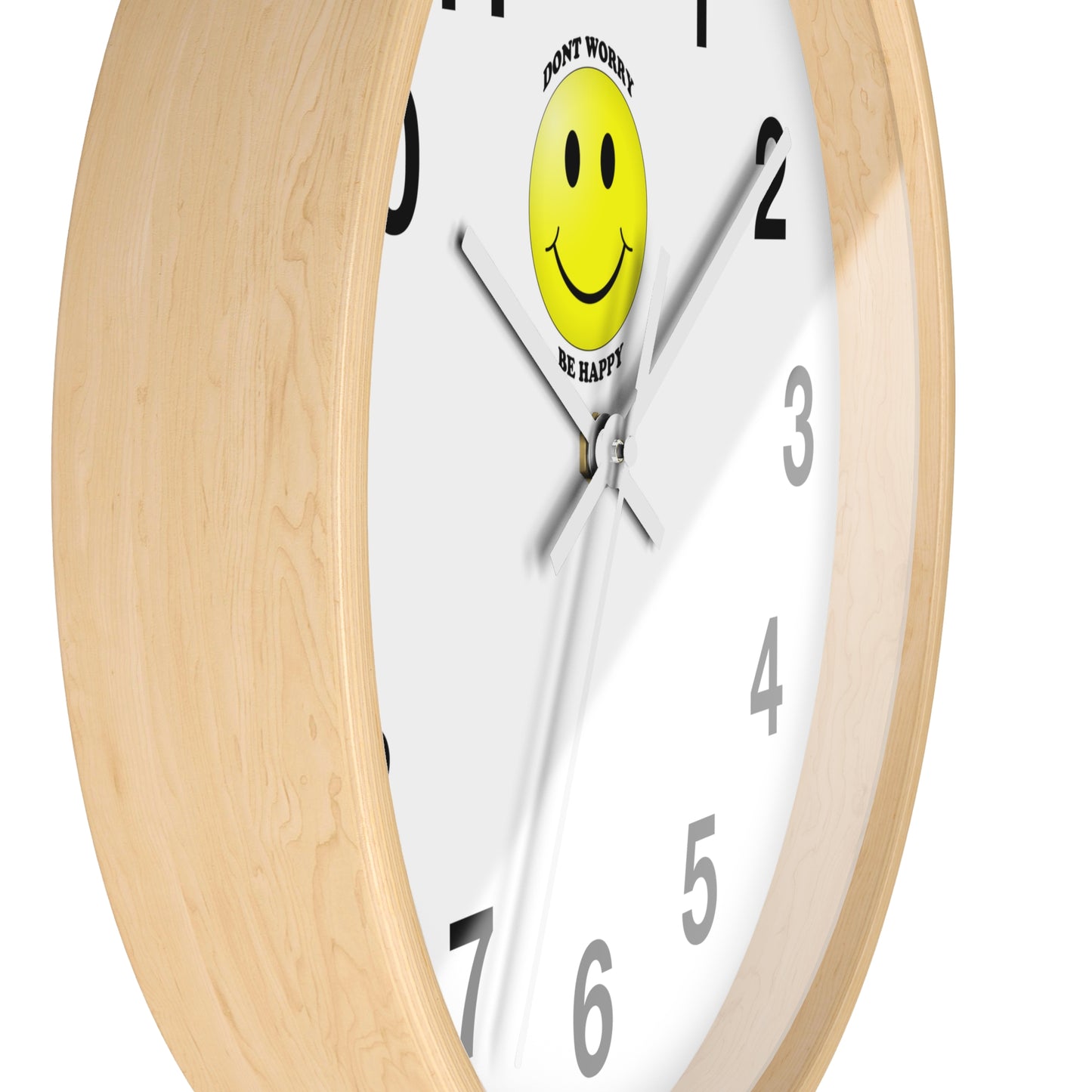 Cheerful Wall Clock with Smiley Face - Don't Worry Be Happy - Home Decor, Gift for Friends, Motivational Decor, Office Wall Art