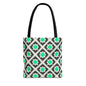 Geometric Mint Tile Tote Bag — Patterned All-Over-Print Shopper