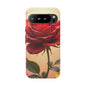 Floral Phone Case with Red Rose Design, Tough Phone Cover, Flower Print, Gift for Her, Stylish Accessory, Floral Aesthetic