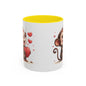 Cute Monkey Love Coffee Mug, Valentine's Gift, Animal Lover's Mug, Heartfelt Coffee Cup, Fun Kitchen Decor