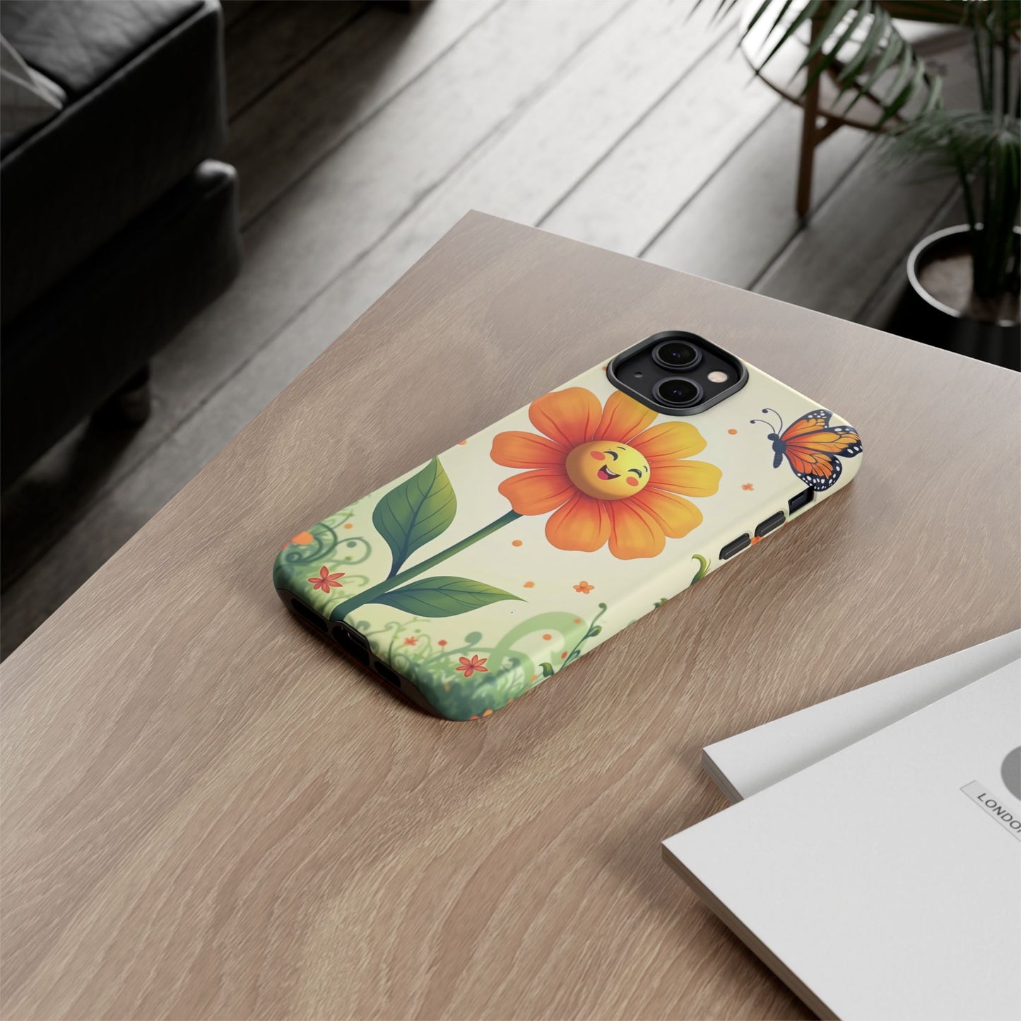 Floral Phone Case with Butterfly Design, Cute Flower Phone Cover for Nature Lovers, Eco-Friendly Gift, Spring Vibes, Birthday Present