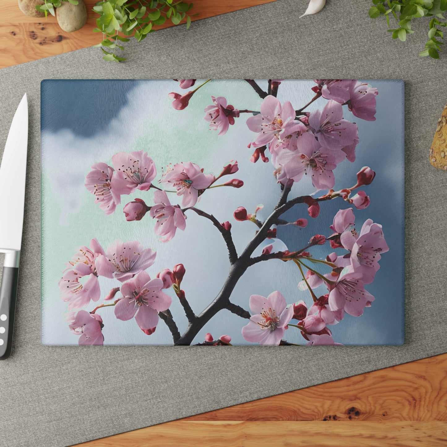 Elegant Floral Glass Cutting Board, Kitchen Decor, Gift for Foodies, Wedding Present, Housewarming Gift, Cooking Essential