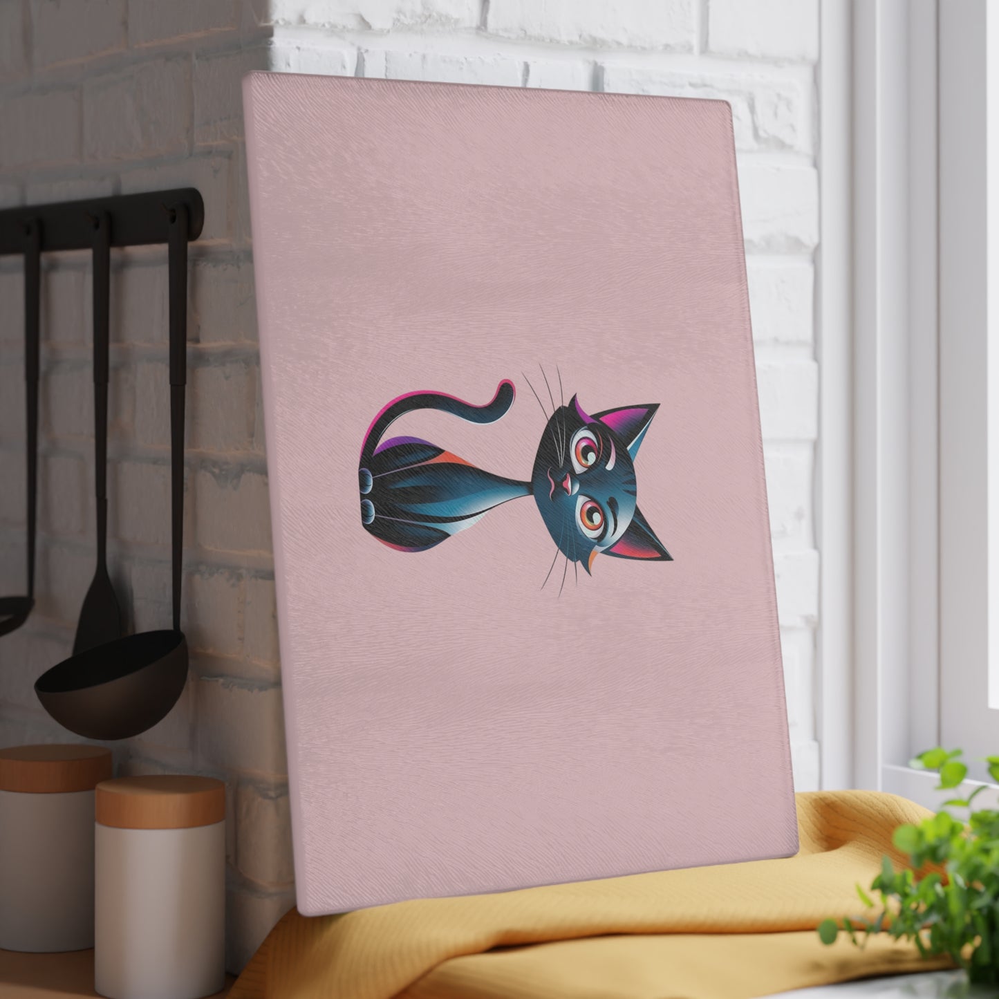 Charming Cat Glass Cutting Board - Cute Cat Kitchen Decor, Pet Lover Gift, Unique Housewarming Present, Cat Mom Essential