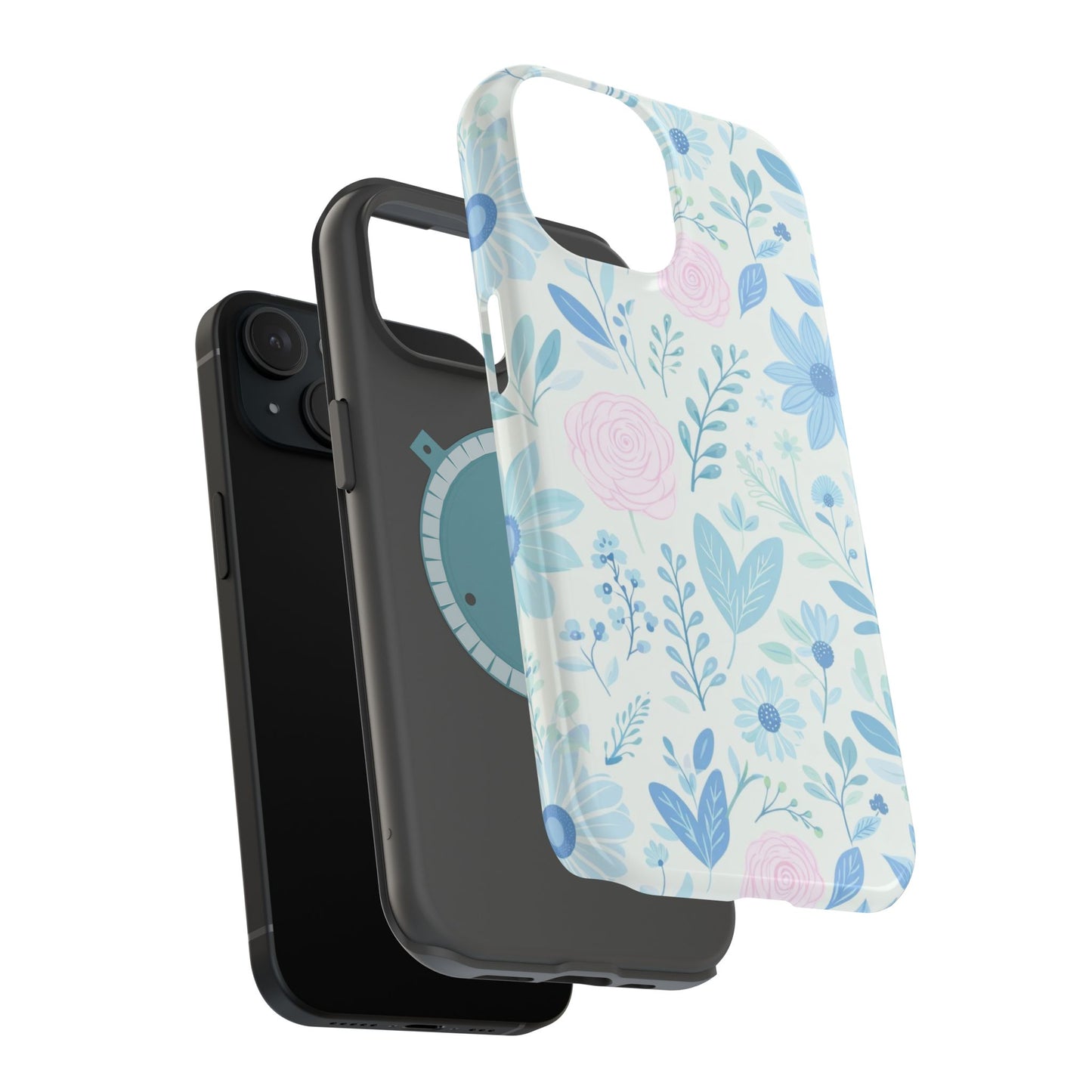 Floral Pastel Magnetic Impact Phone Case — Blue & Pink Botanical Design