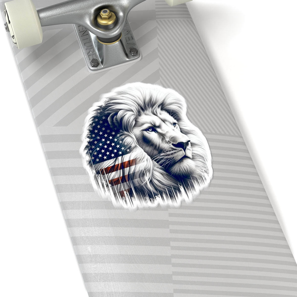 American Flag Lion Kiss-Cut Sticker — Patriotic Lion Decal for Laptop, Water Bottle
