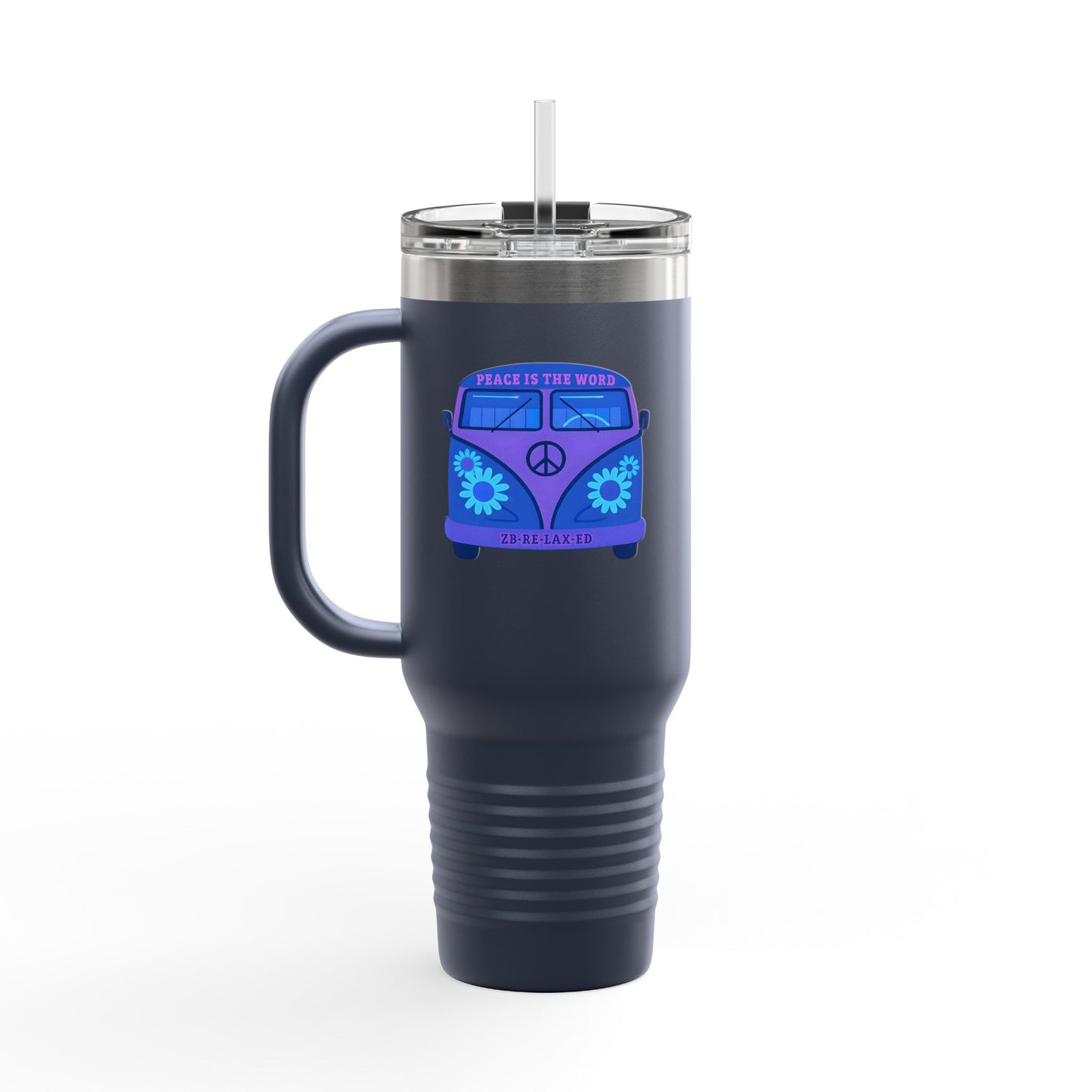 Peaceful Vibes Insulated Travel Mug | 40oz Cooler, Eco-Friendly Drinkware, Unique Gift for Travelers, Road Trip Essential, Custom Cup