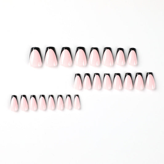 Press-on nails pads wholesale black edge French short ballet nail pads wholesale nail pads wholesale nail art – Image 2