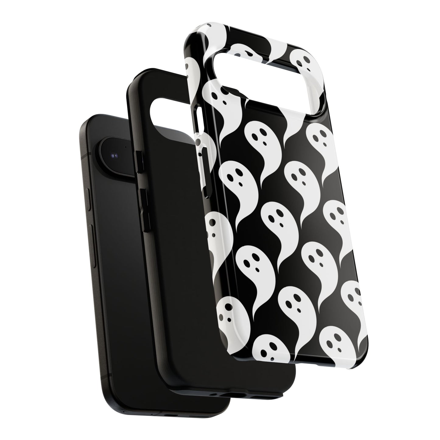 Ghost Pattern Phone Case, Cute Ghost Cell Phone Cover, Halloween Accessory, Spooky Gift, Black and White Phone Case
