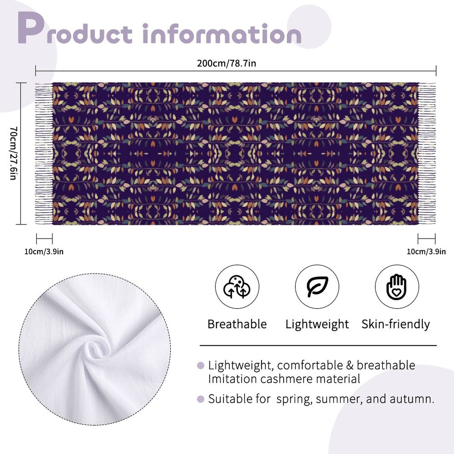 Cashmere-like Tassel Scarf Blue