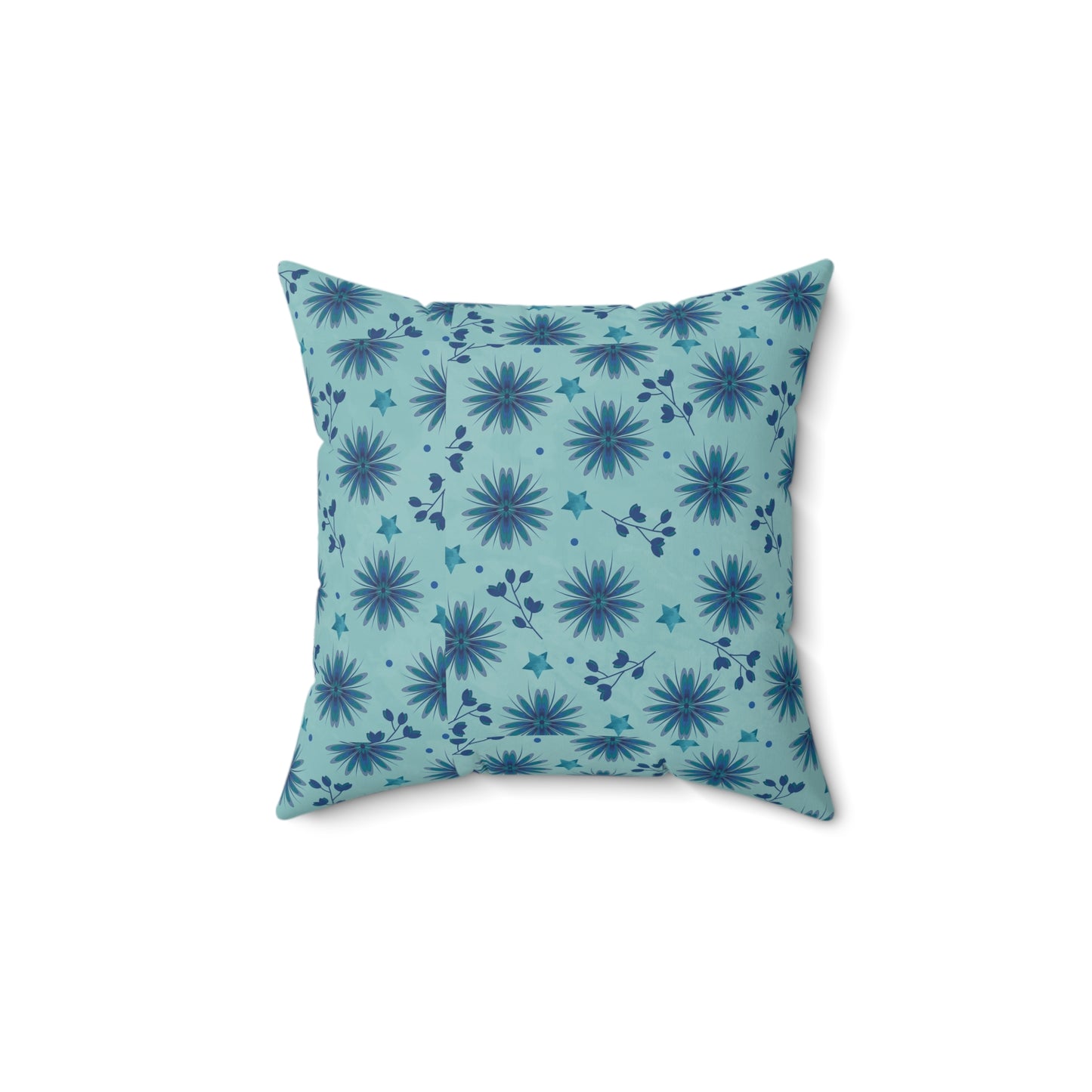 Blue Floral Decorative Pillow, Cozy Couch Accent, Home Decor, Gift for Her, Boho Throw Pillow