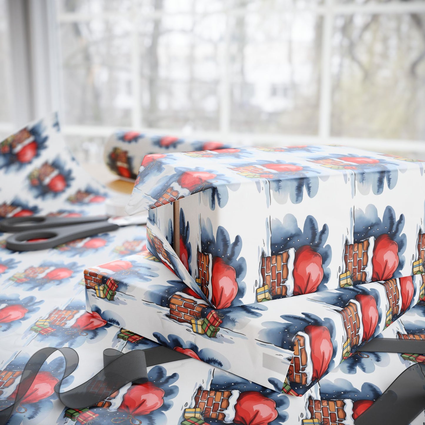 Wrapping Paper - Cute Cartoon Heart and Gift Pattern, Valentine’s Day & Birthday Gift Wrap