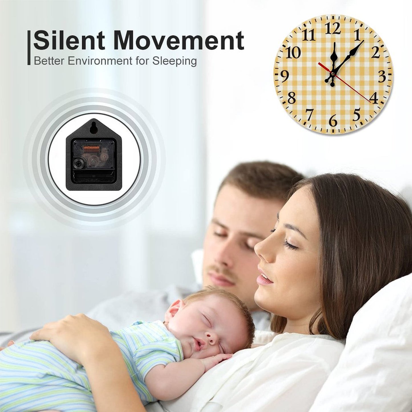 Modern Wooden Wall Clock - yelldw plaid