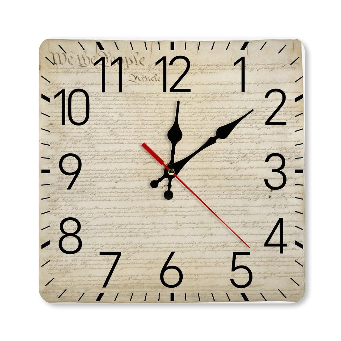 Square Wall Clock-9.8"x9.8"/25x25cm - 
"We the People"