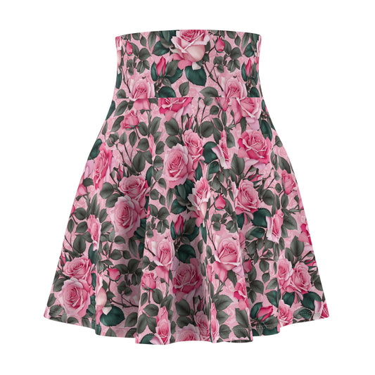 Floral Women's Skater Skirt, Elegant Summer Outfit, Casual Dress, Ideal for Weddings, Garden Parties, Vacation Wear