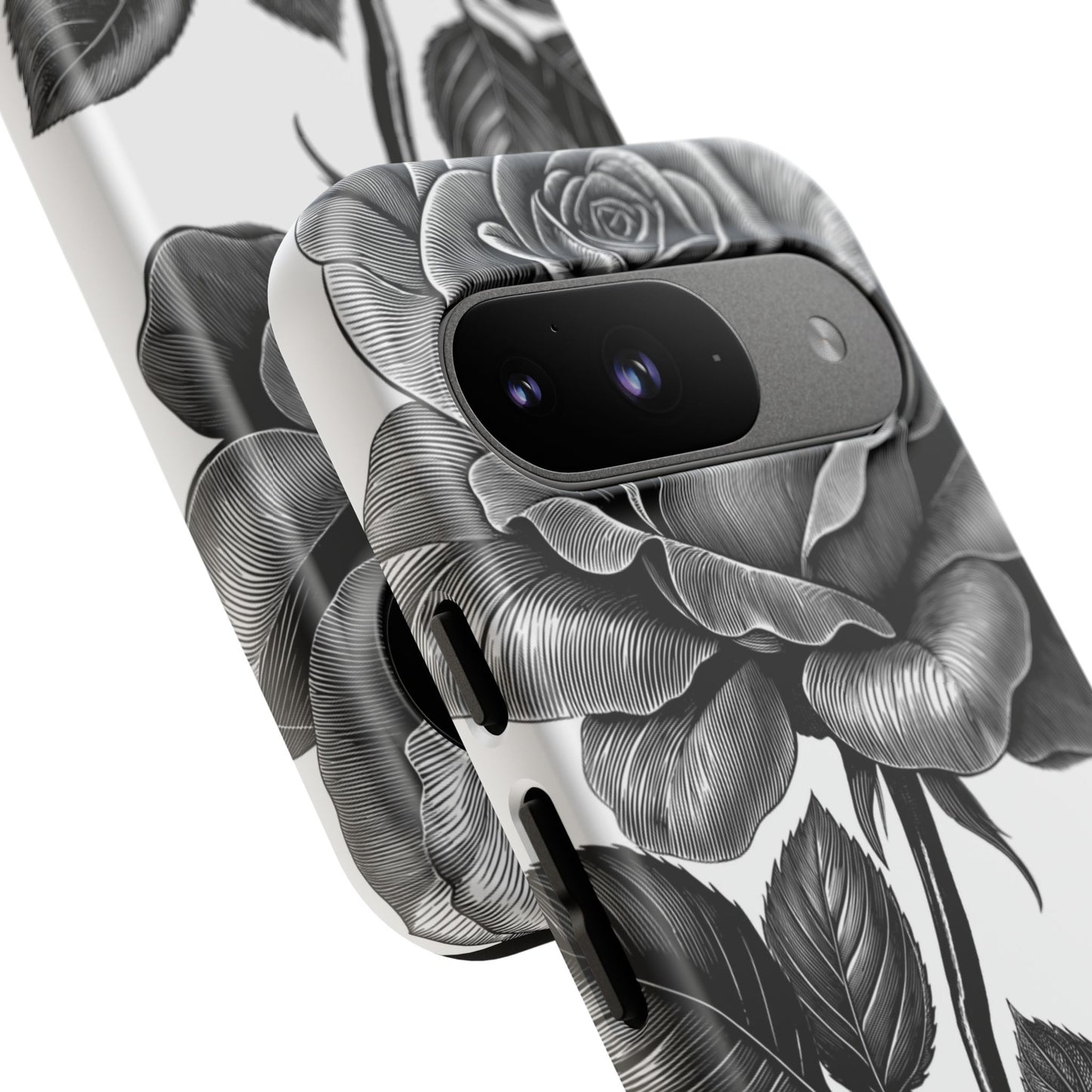 Elegant Floral Phone Case - Tough Cases, Black Rose Design, Floral Phone Cover, Stylish Phone Accessory, Gift for Her, Mother's Day