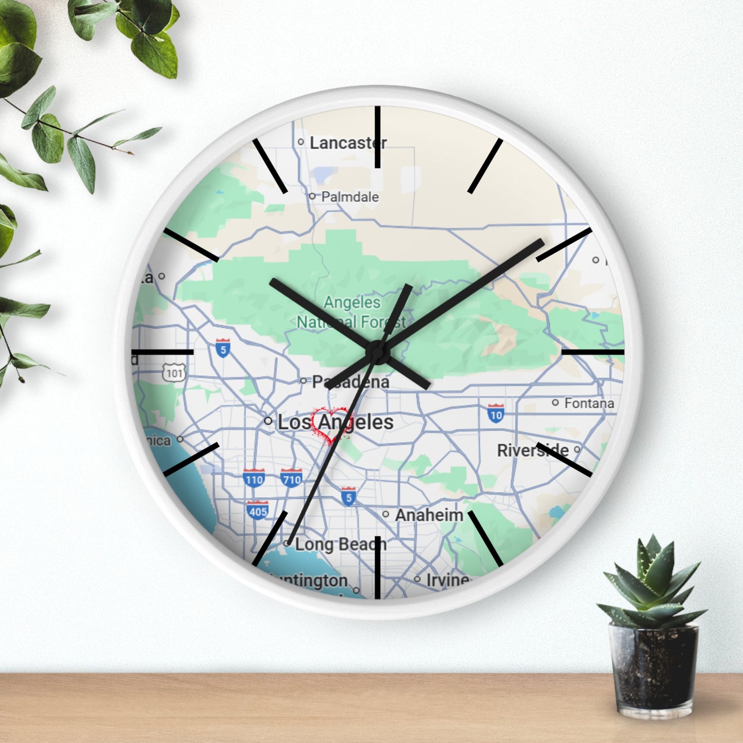 Los Angeles Wall Clock, Unique Home Decor, Custom City Map Clock, Modern Timepiece, Gift for Map Lovers