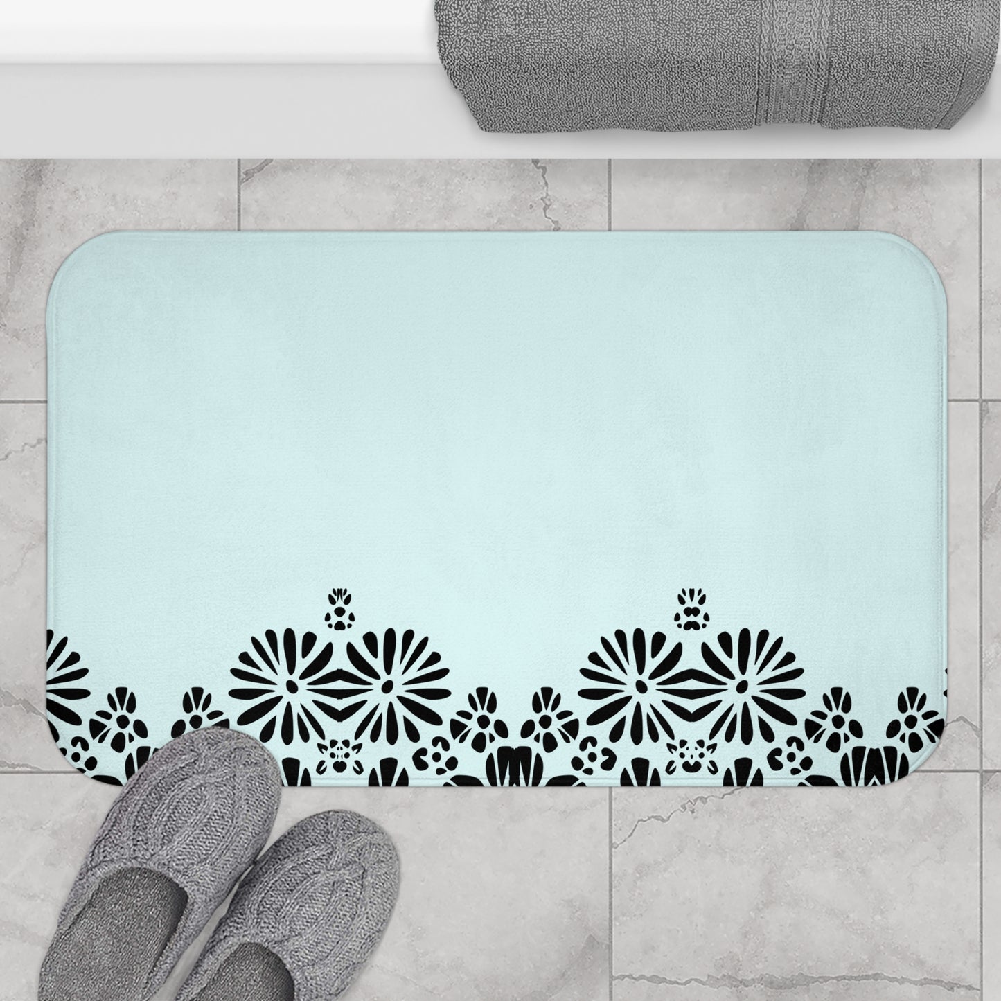 Floral Elegance Bath Mat - Chic Bathroom Decor, Home Spa Essentials, Gift for Her, Modern Design, Cozy Comfort