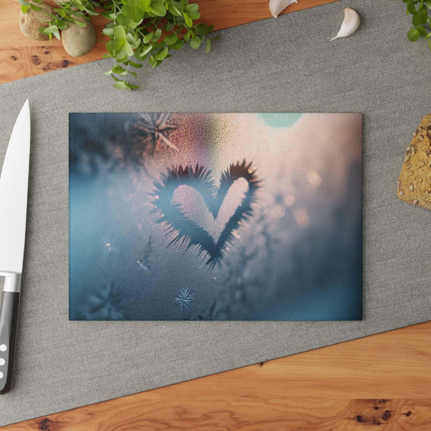 Heart Frosted Glass Cutting Board, Unique Kitchen Decor, Gift for Weddings, Housewarming, Valentine's Day, Cooking Enthusiasts