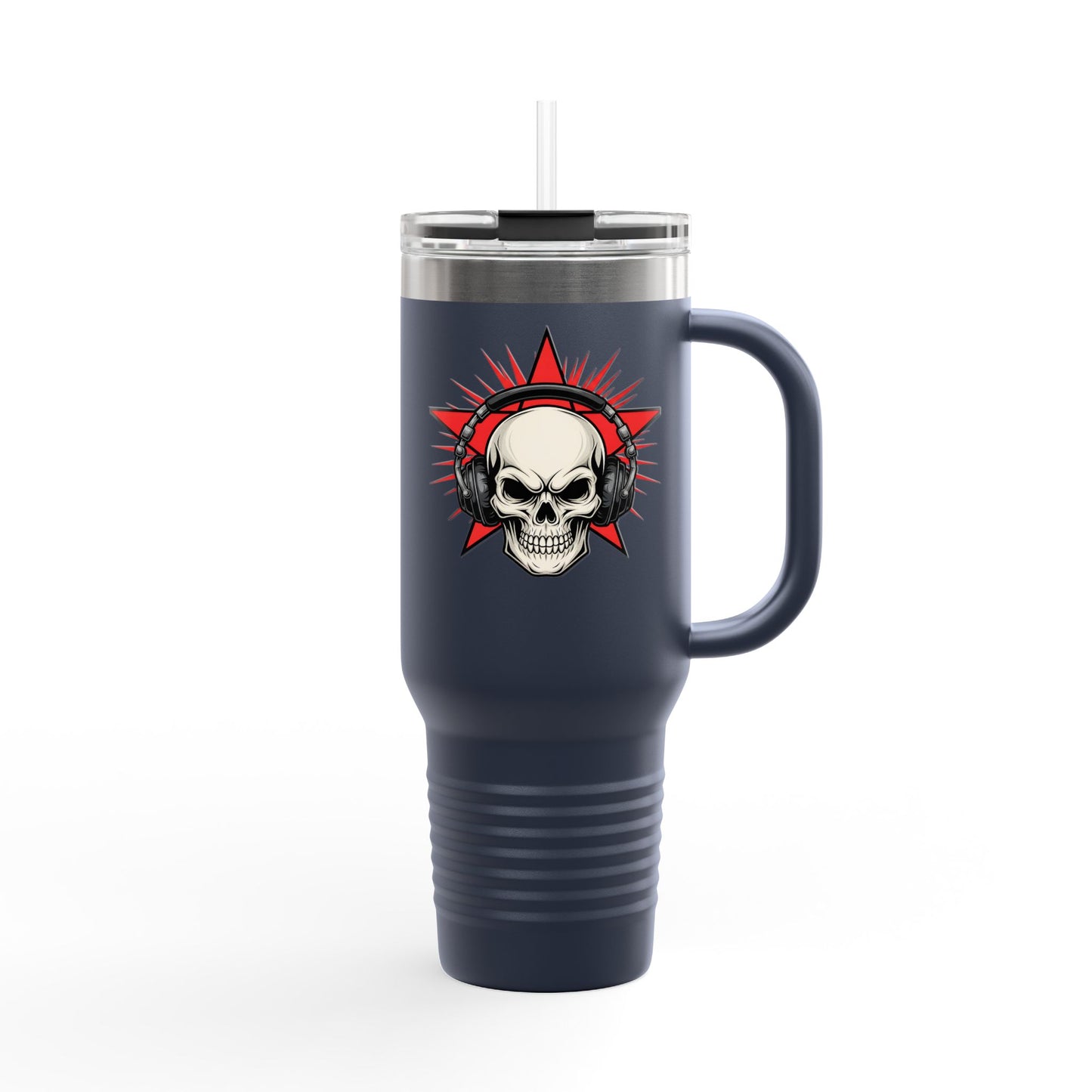 Skull and Stars Insulated Travel Mug - 40oz | Perfect for Road Trips, Gifts for Music Lovers, Outdoor Adventures, and Coffee Enthusiasts