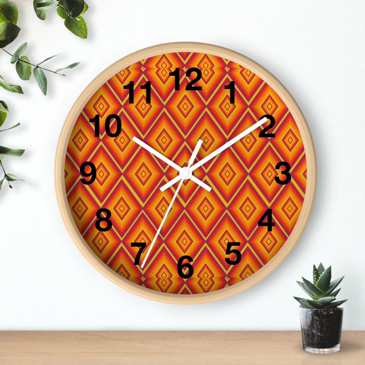 Retro Geometric Wall Clock, Vibrant Home Decor Clock, Modern Wall Art for Living Room, Unique Gift for Housewarming, Kid's Room