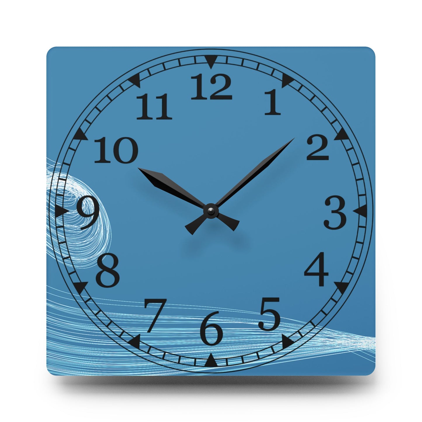 Blue Wave Acrylic Wall Clock — Modern Coastal Home Decor