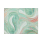 Abstract Green Marble Canvas Print — Teal & Coral Swirl Wall Art