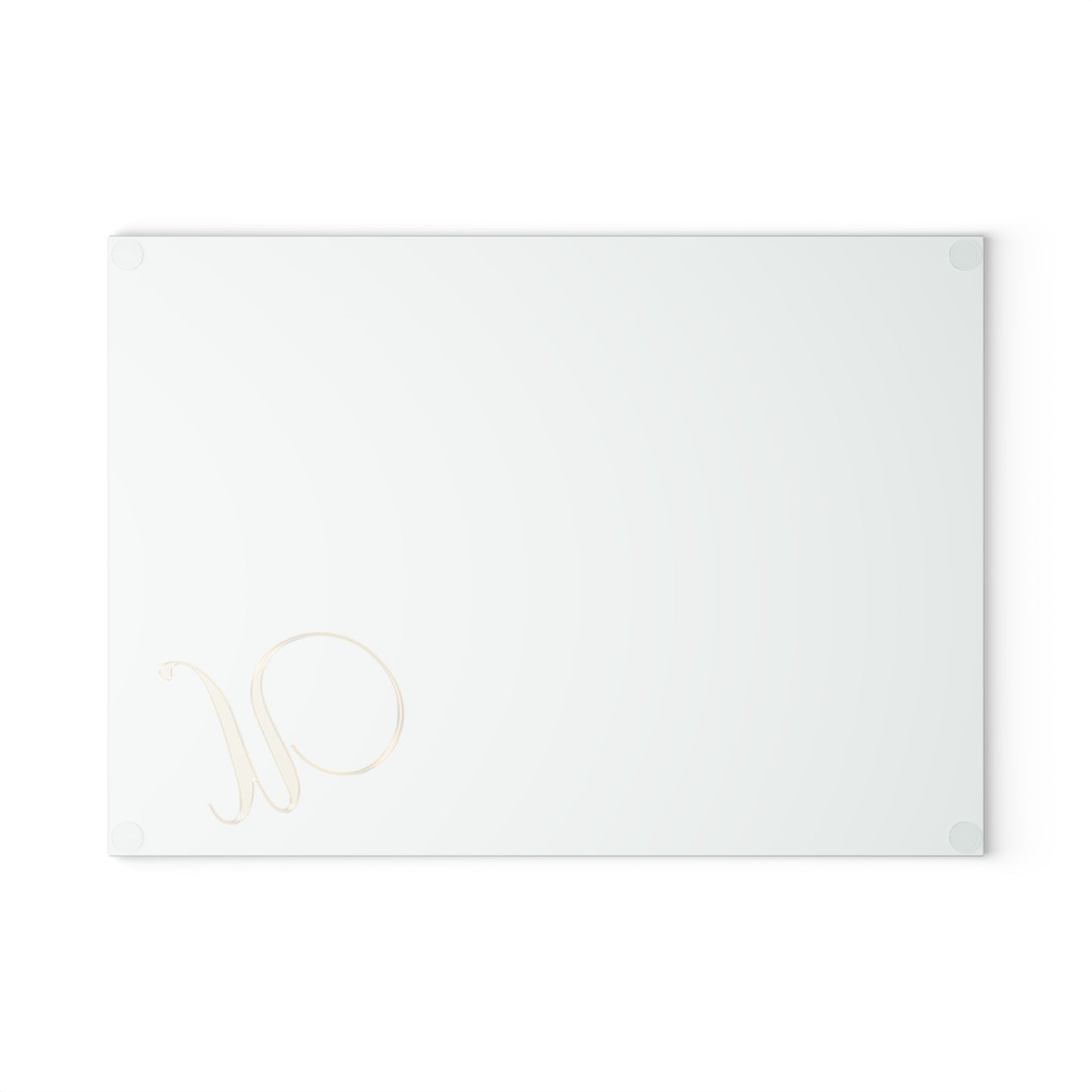 Monogram Glass Cutting Board – Mint Aqua with Gold Script Letter U