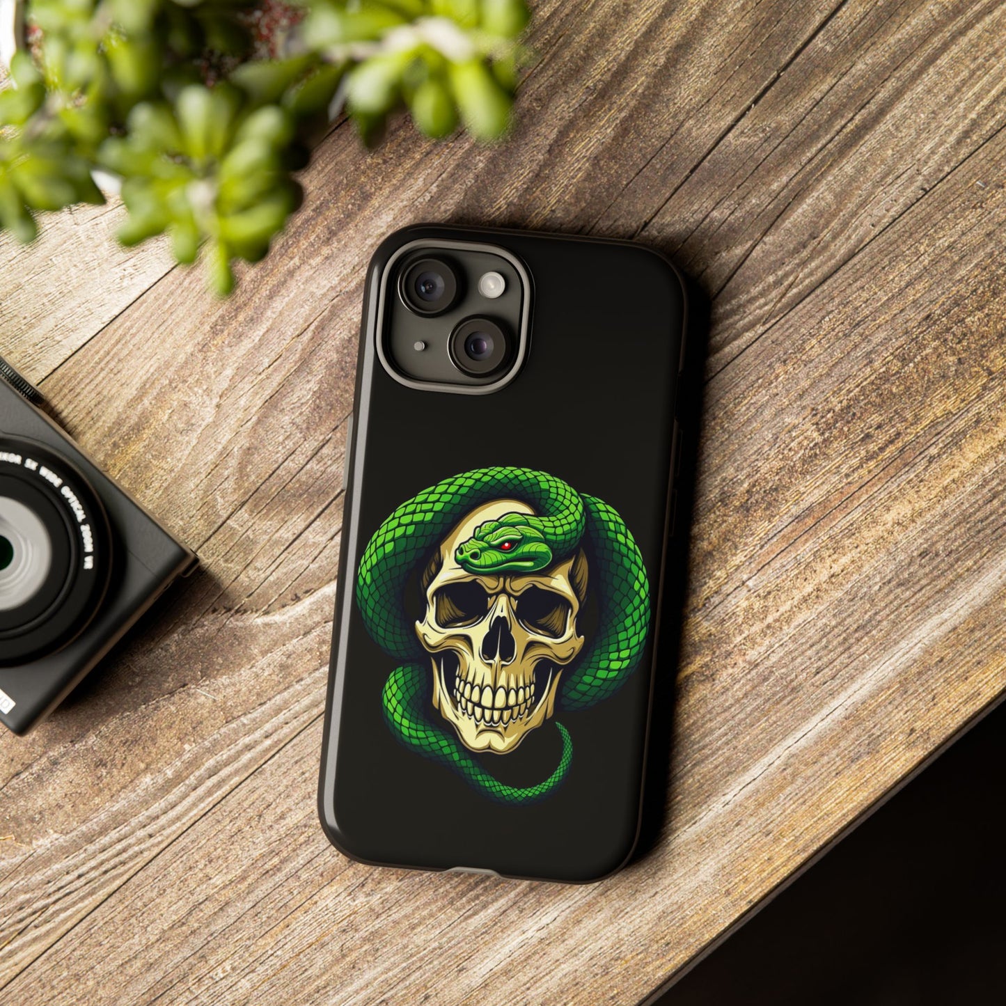 Skull & Snake Phone Case | Tough Cases, Protective Cover, Edgy Phone Accessories, Gothic Gift, Halloween Decor