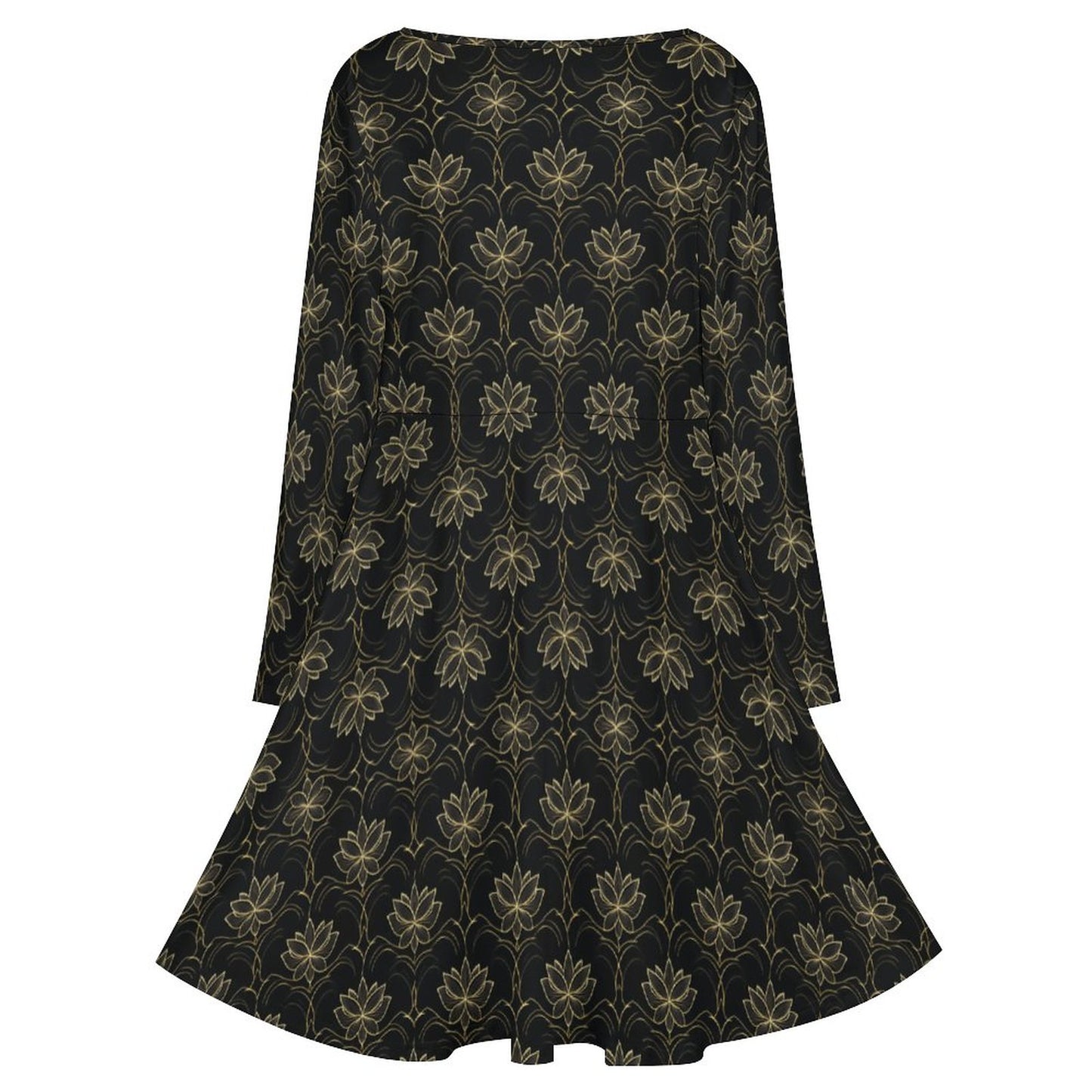 Plus Size V-neck Long Sleeve Dress B829 (All-Over Printing)