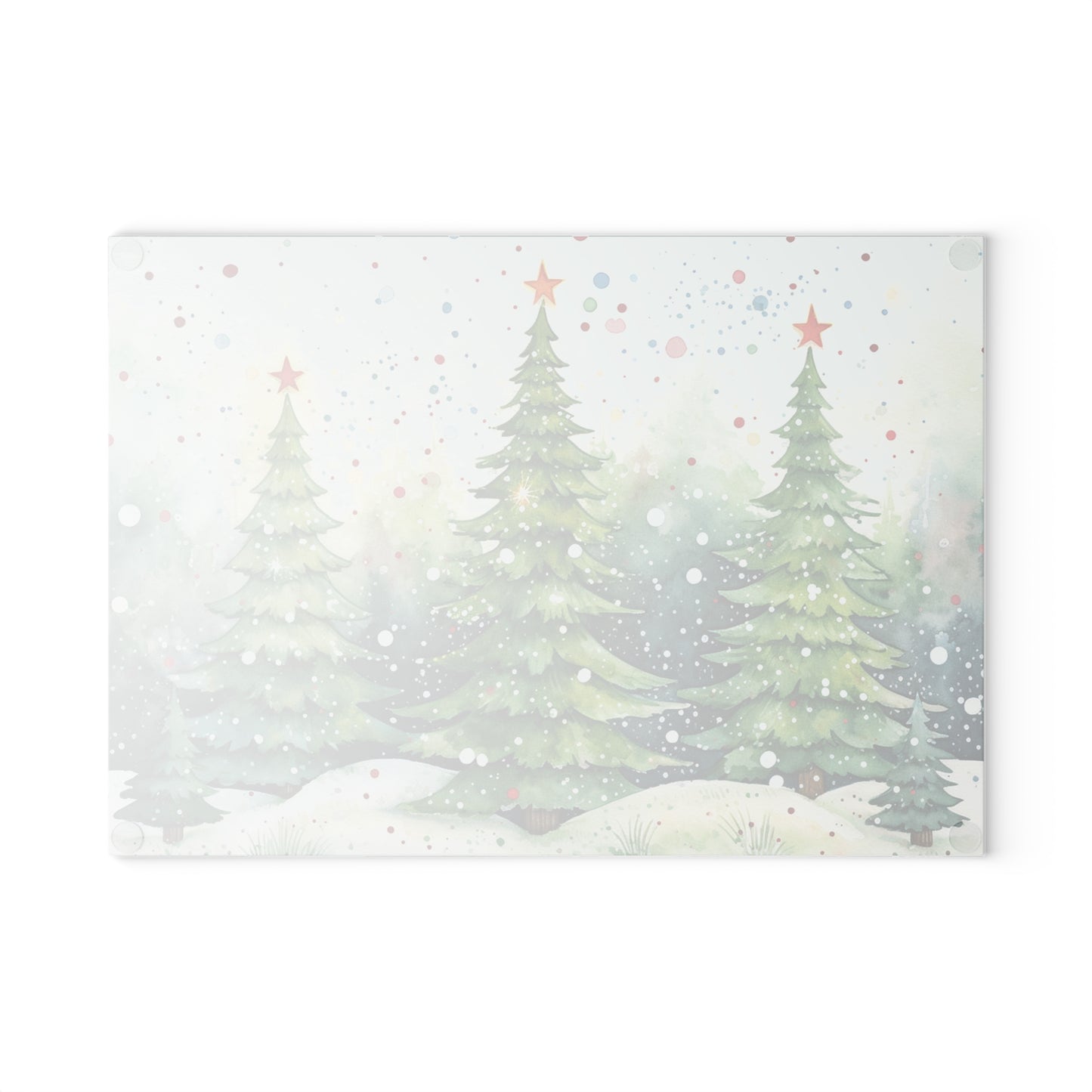 Glass Cutting Board — Watercolor Christmas Trees Holiday Kitchen Decor