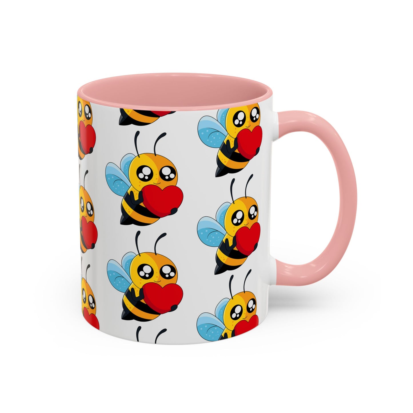 Cute Bee Love Accent Coffee Mug,  Cute Floral Mug, Cheerful Bee Design