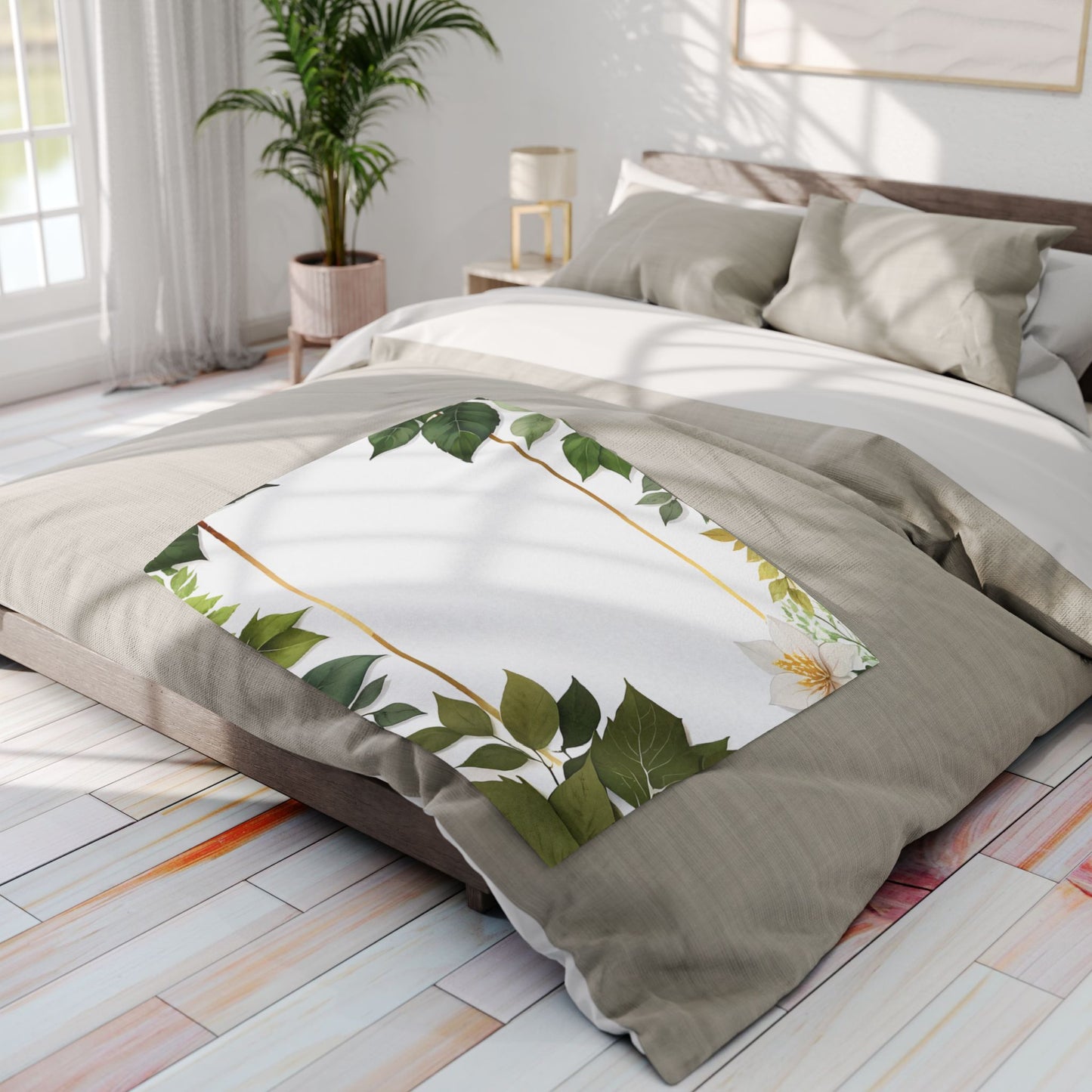 Floral Arctic Fleece Blanket, Cozy Throw, Home Decor, Gift for Her, Botanical Blanket, Seasons Gift, Relaxing Atmosphere