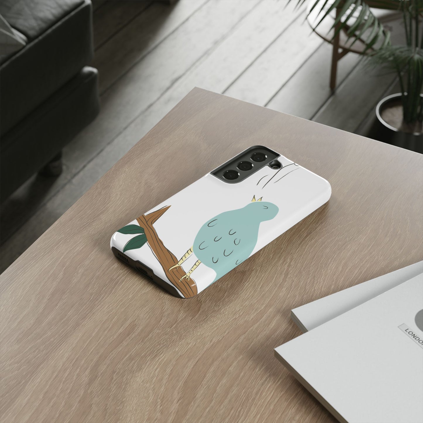 Birdsong Phone Case — Cute Blue Bird on Branch Protective Case
