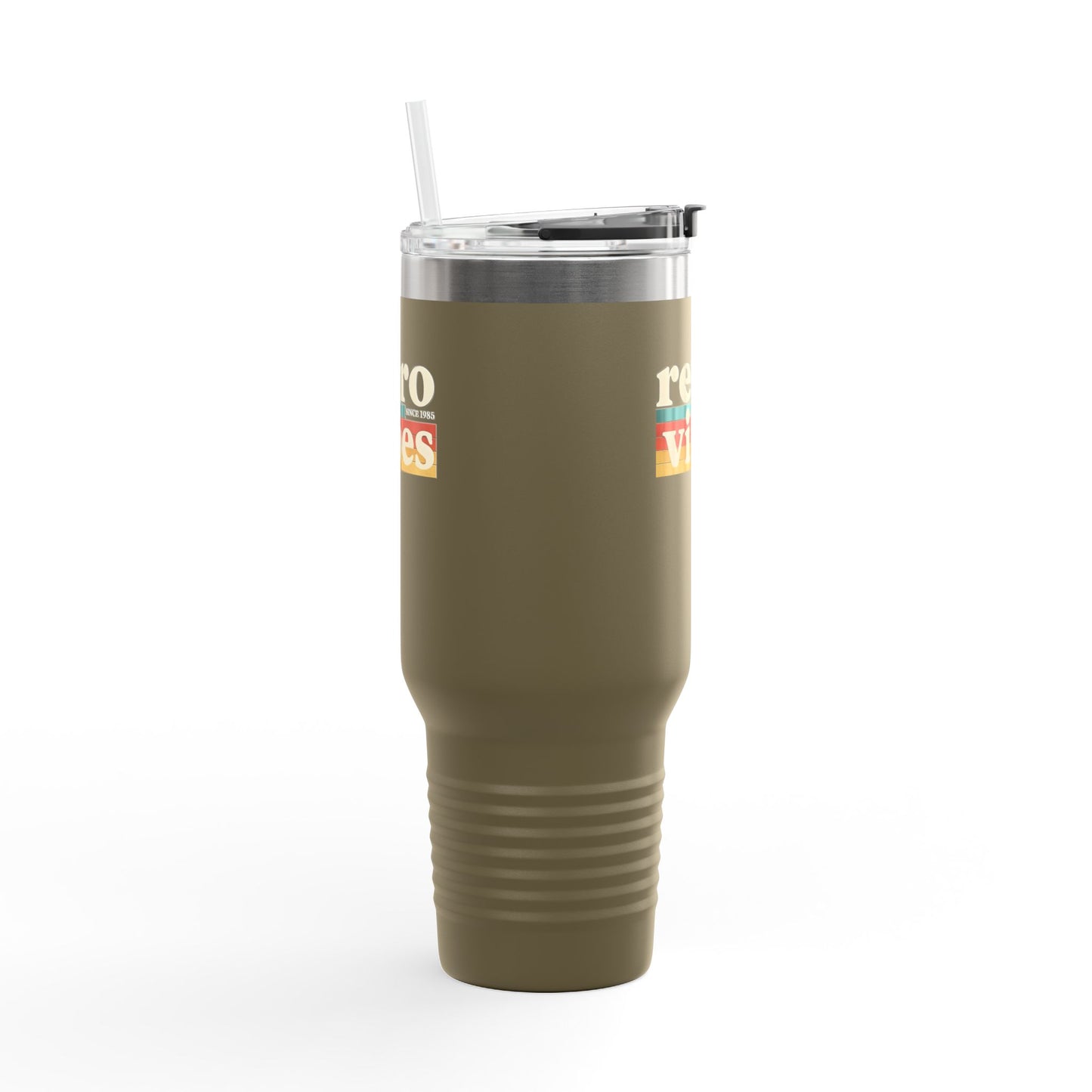 Retro Vibes Insulated 40oz Travel Mug | Fun Travel Cup for Coffee Lovers, Perfect for Road Trips, Picnics, Gifts
