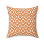 Terracotta Ikat Pattern Faux Suede Square Pillow — Boho Decorative Throw Cushion