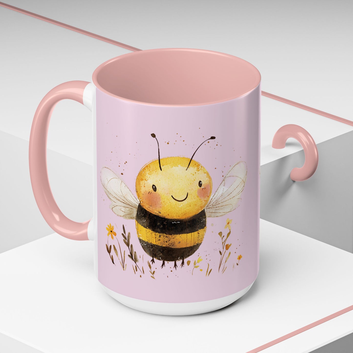 Cute Bee Accent Coffee Mug for Nature Lovers, Fun Bee Design, Gift for Friends, Bee Themed Kitchenware, Bee Lover's Mug