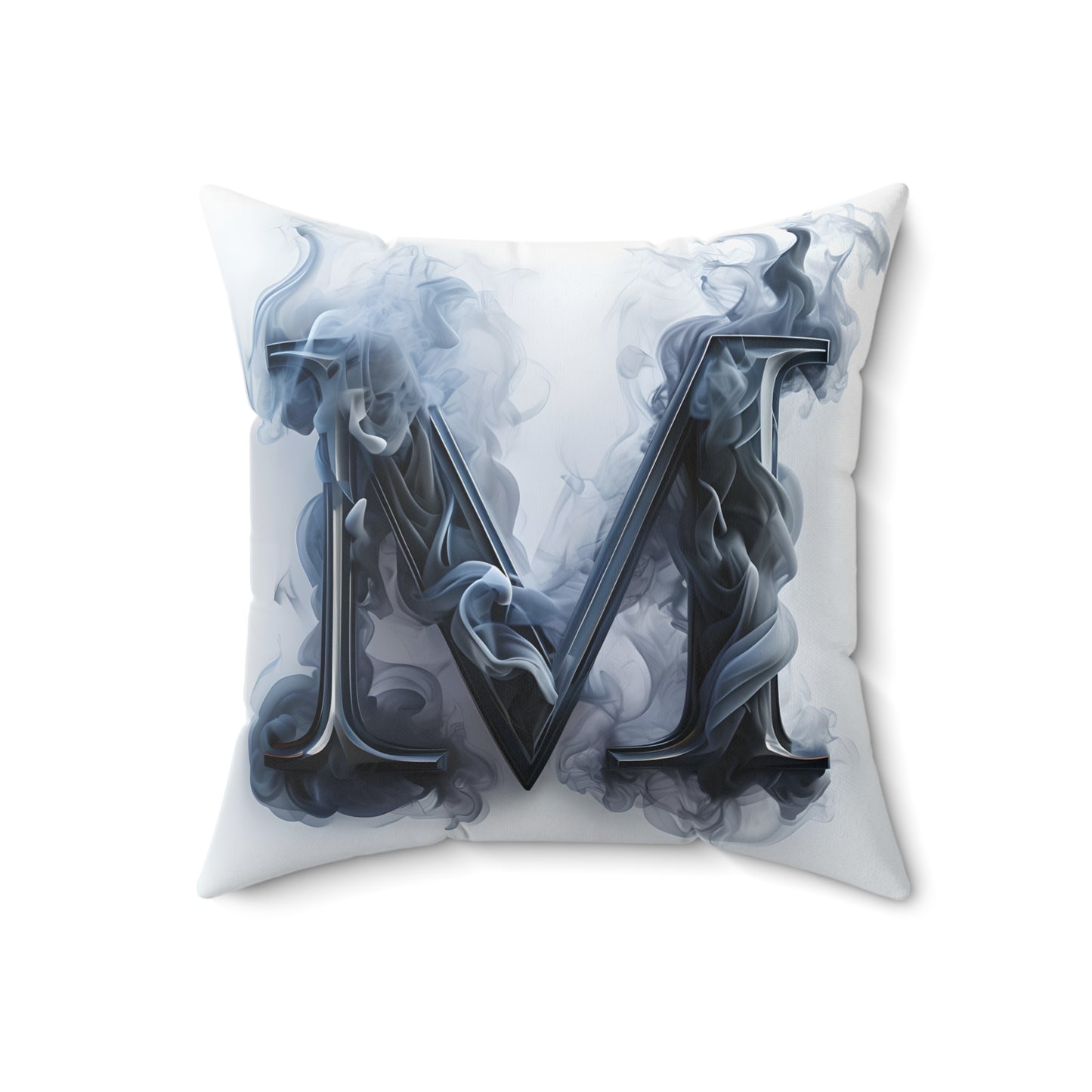 Smoky Letter M Decorative Pillow — Monogram Initial Accent Cushion