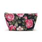 Floral Accessory Pouch, Pink Rose Makeup Bag, Travel Toiletry Case, Elegant Flower Pouch, Gift for Her