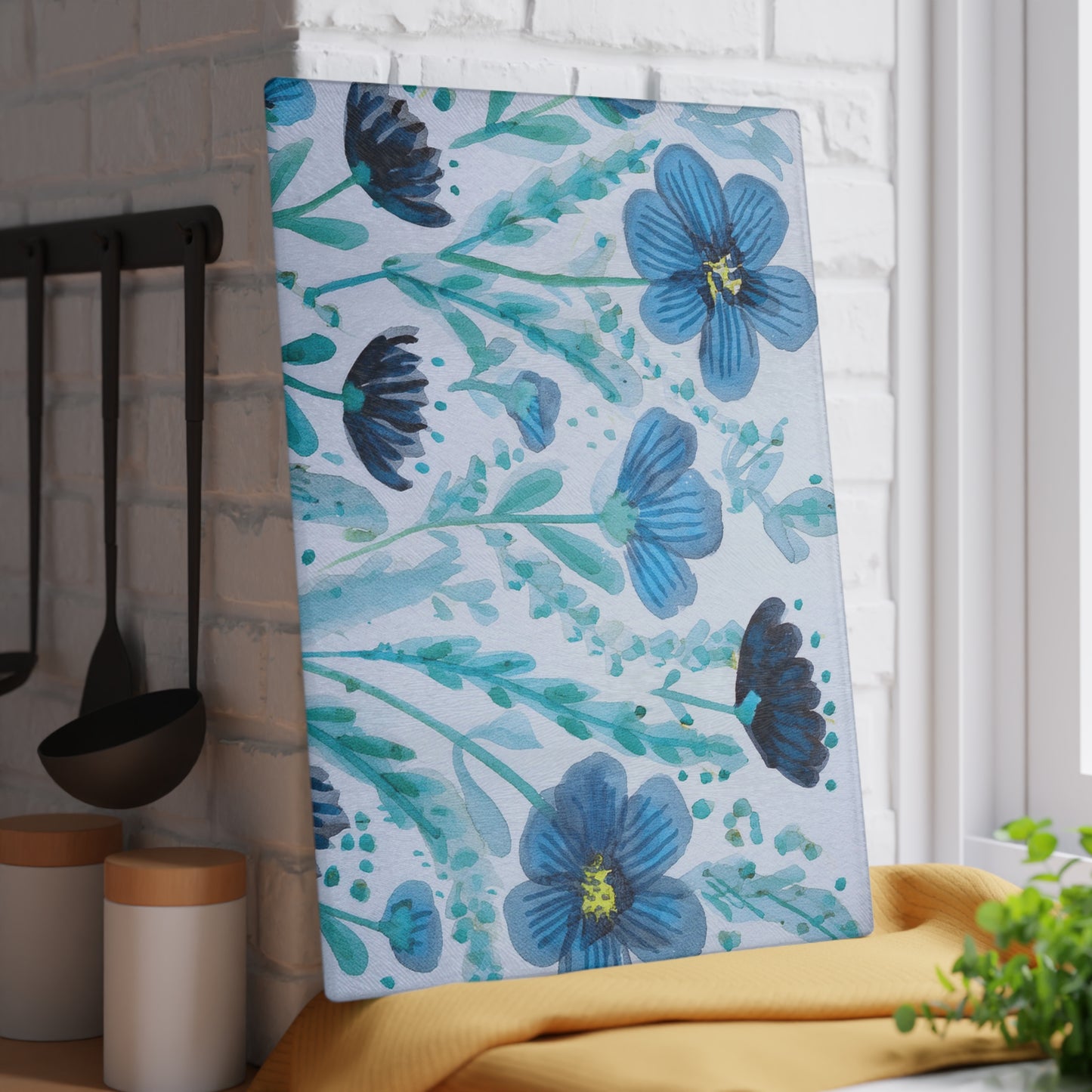 Floral Glass Cutting Board, Kitchen Decor, Housewarming Gift, Wedding Present, Unique Kitchen Accessory, Design for Home