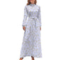 Turtle Neck Long Dress for Women XQ (All-Over Printing)