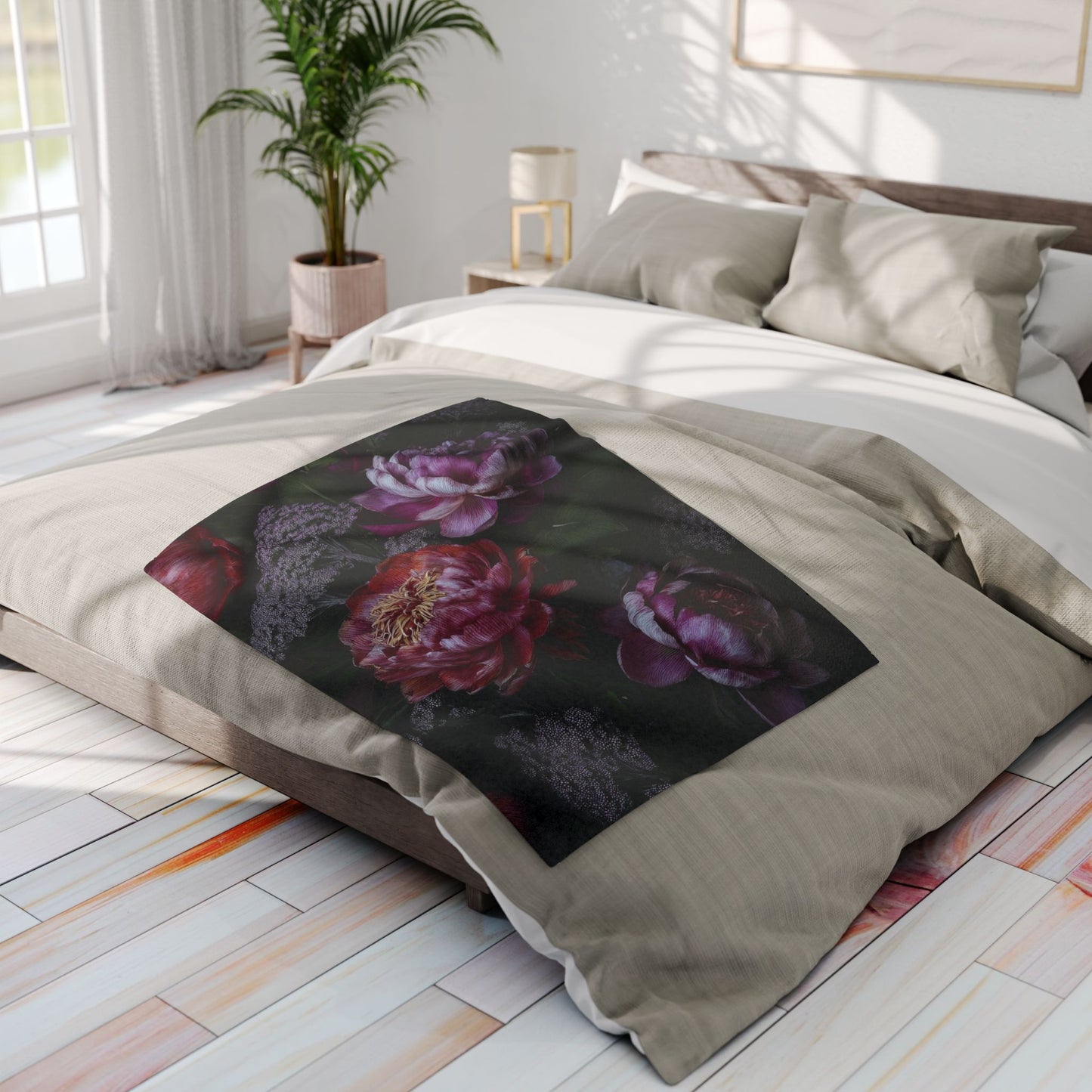 Floral Arctic Fleece Blanket, Cozy Home Decor, Gift for Her, All-Season Warmth, Elegant Design for Home, Flower Throw