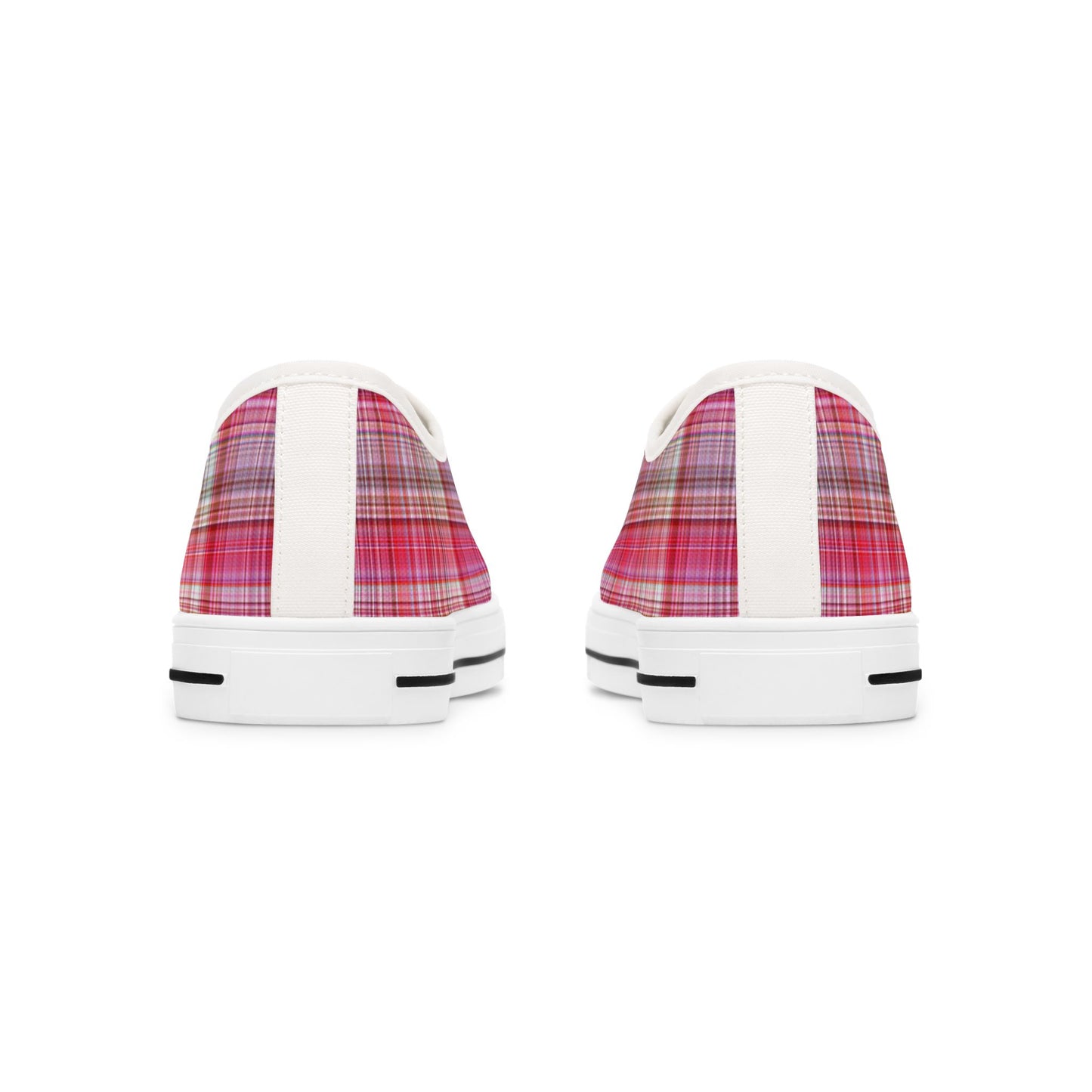 Pink Plaid Low Top Sneakers — Women's Casual Canvas Shoes