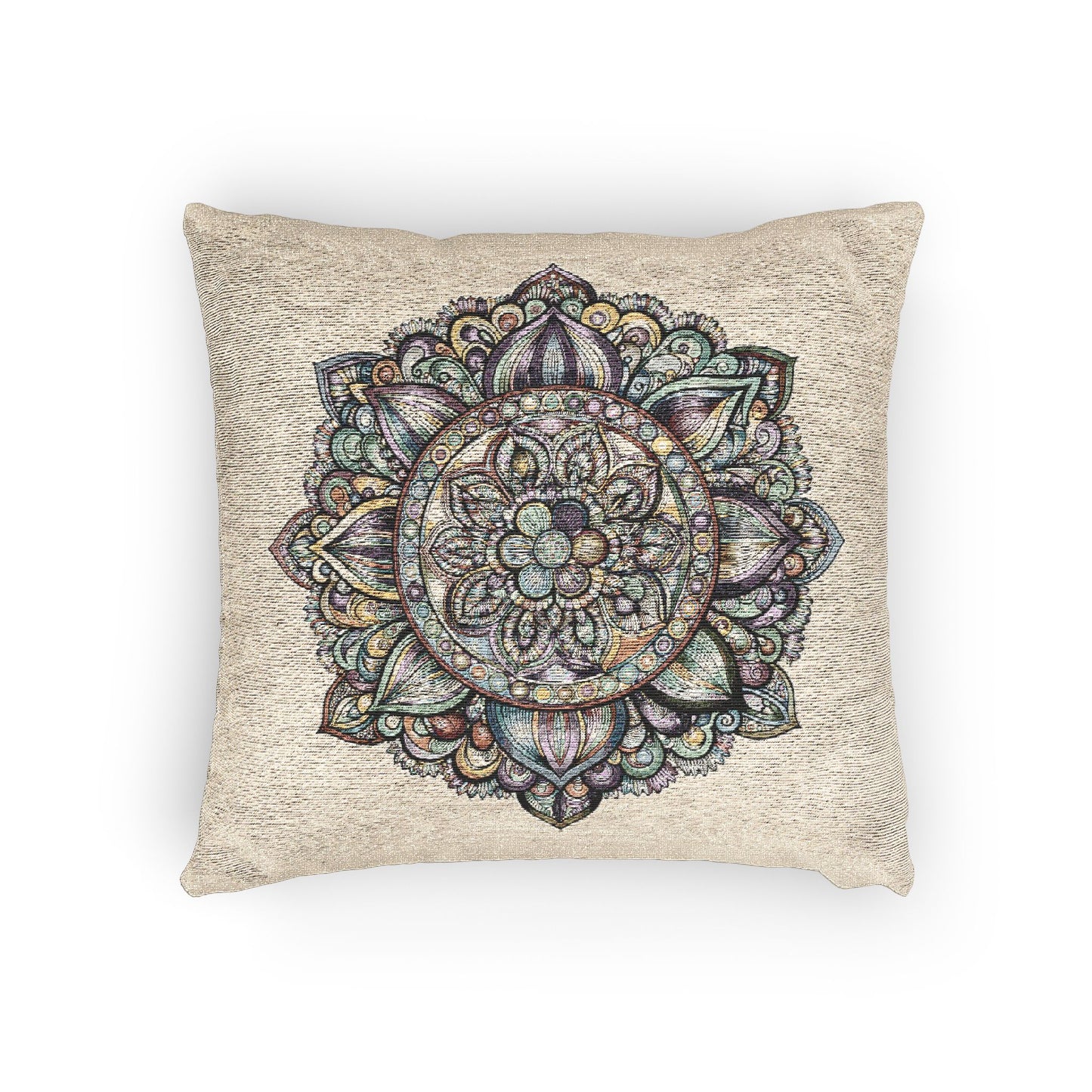 Boho Woven Pillow, Mandala Decor, Cozy Home Accent, Meditation Gift, Bohemian Living, Throw Pillow for Couch