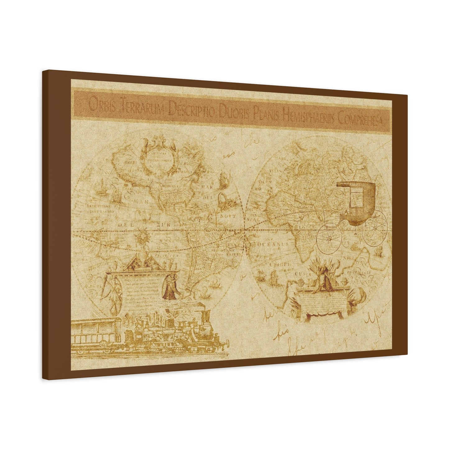 Vintage World Map Canvas Print — Matte Stretched Wall Art