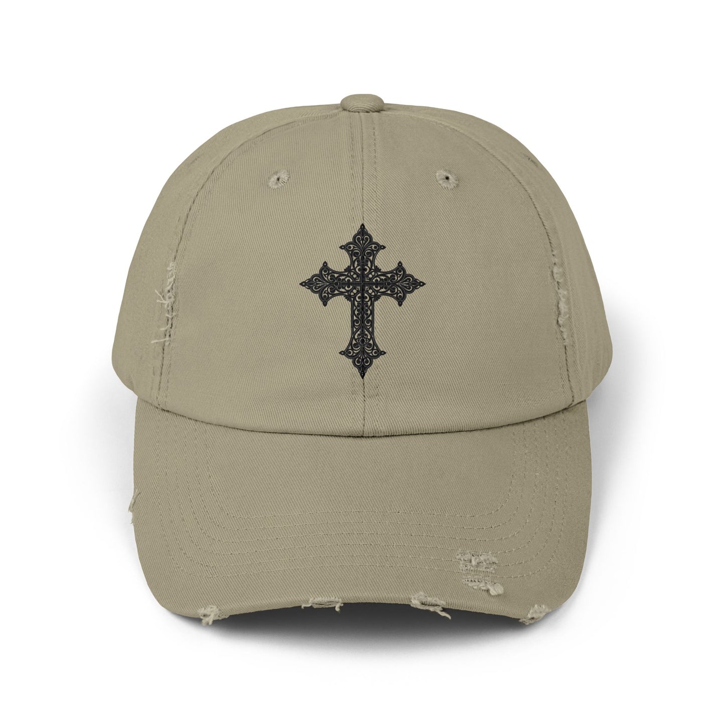 Cool Distressed Cap for Trendy Looks, Vintage Hat, Adjustable Cap, Cross Design, Casual Accessories