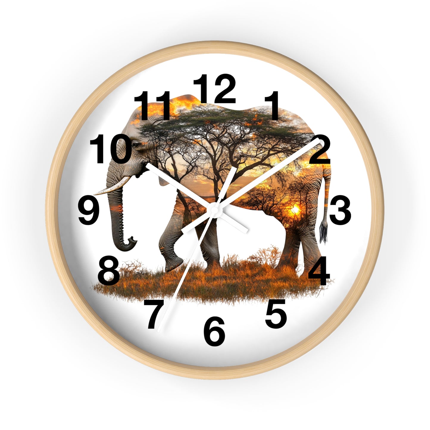 Elephant Sunset Wall Clock, Nature Decor, Wildlife Home Accessory, Animal Lover Gift, Safari Themed Clock, Unique Wall Art